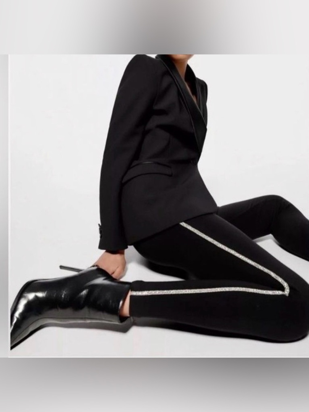 Zara black  legging with rhinestone stripe us size xxl